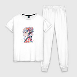Женская пижама Аниме девушка с цветами в волосах