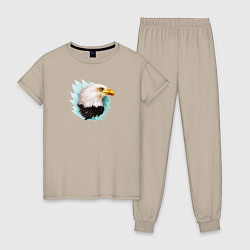 Пижама хлопковая женская Белоголовый орёл, цвет: миндальный