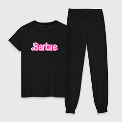 Пижама хлопковая женская Барби - Фильм Логотип, цвет: черный