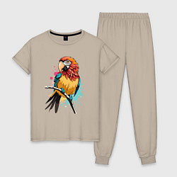 Женская пижама Акварельный попугай