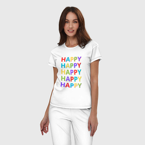 Женская пижама Разноцветное счастье / Белый – фото 3