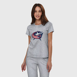 Пижама хлопковая женская Columbus blue jackets - hockey team - emblem, цвет: меланж — фото 2