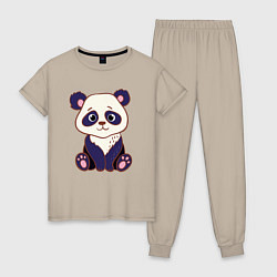 Пижама хлопковая женская Милашка панда, цвет: миндальный
