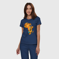 Пижама хлопковая женская Красочная Африка, цвет: тёмно-синий — фото 2