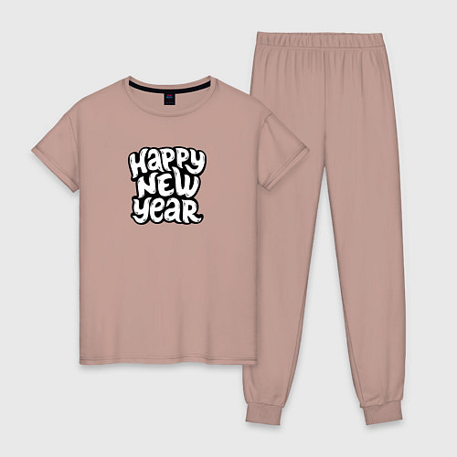 Женская пижама Happy new year lettering / Пыльно-розовый – фото 1