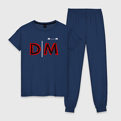 Пижама хлопковая женская Depeche Mode 2023 Memento Mori Logo 08, цвет: тёмно-синий