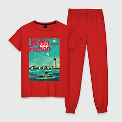 Пижама хлопковая женская MoMo - Скелет капитана в море, цвет: красный