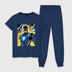 Пижама хлопковая женская Супергерой комиксов, цвет: тёмно-синий