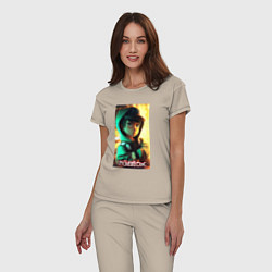 Пижама хлопковая женская Персонаж Роблокс, цвет: миндальный — фото 2