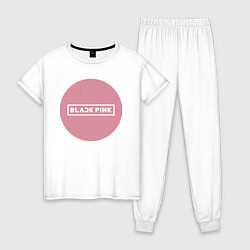 Пижама хлопковая женская Black pink - emblem - group, цвет: белый