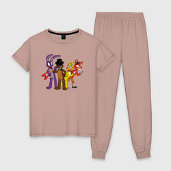 Пижама хлопковая женская Команда FNAF, цвет: пыльно-розовый