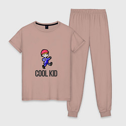 Пижама хлопковая женская Cool kid, цвет: пыльно-розовый
