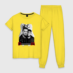 Пижама хлопковая женская Depeche Mode - Dave Gahan and Martin Gore, цвет: желтый