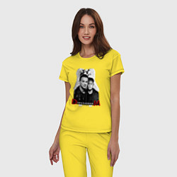 Пижама хлопковая женская Depeche Mode - Dave Gahan and Martin Gore, цвет: желтый — фото 2