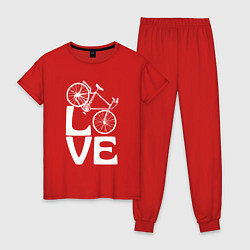 Пижама хлопковая женская Любовь велосипедиста, цвет: красный