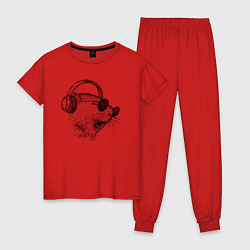 Пижама хлопковая женская Морская свинка DJ, цвет: красный