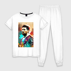 Пижама хлопковая женская Lionel Messi - football - striker, цвет: белый