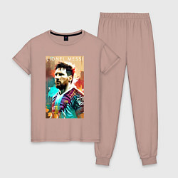 Пижама хлопковая женская Lionel Messi - football - striker, цвет: пыльно-розовый