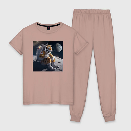 Женская пижама Тигр астронавт / Пыльно-розовый – фото 1