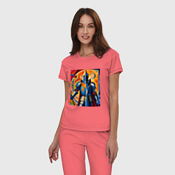 Пижама хлопковая женская Средневековый рыцарь в доспехах, цвет: коралловый — фото 2