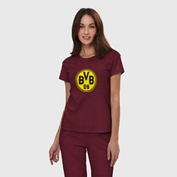Пижама хлопковая женская Borussia fc sport, цвет: меланж-бордовый — фото 2