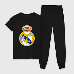 Пижама хлопковая женская Real madrid fc sport, цвет: черный