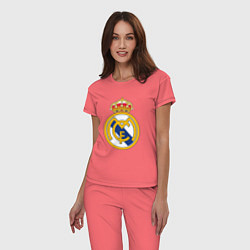 Пижама хлопковая женская Real madrid fc sport, цвет: коралловый — фото 2