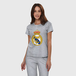 Пижама хлопковая женская Real madrid fc sport, цвет: меланж — фото 2