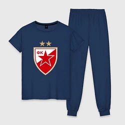 Пижама хлопковая женская Црвена звезда сербия, цвет: тёмно-синий
