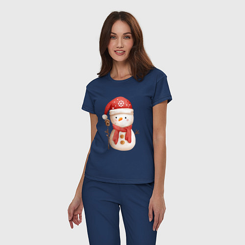 Женская пижама Маленький снеговик / Тёмно-синий – фото 3
