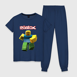 Пижама хлопковая женская Roblox бегущий персонаж, цвет: тёмно-синий