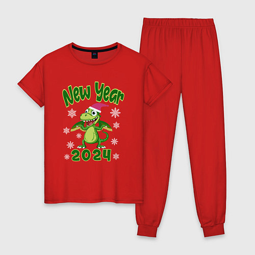 Женская пижама Год зеленого деревянного дракона 2024 / Красный – фото 1