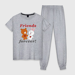 Пижама хлопковая женская Friends forever, цвет: меланж