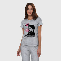 Пижама хлопковая женская Ленин любовь и революция, цвет: меланж — фото 2