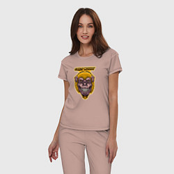 Пижама хлопковая женская Yellow crazy monkey, цвет: пыльно-розовый — фото 2