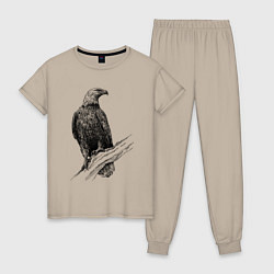 Пижама хлопковая женская Орёл на ветке, цвет: миндальный