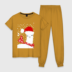 Женская пижама Лама в шапочке и шарфе