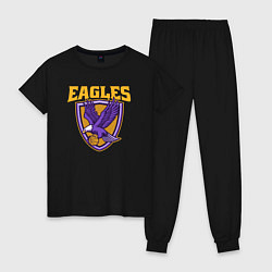 Пижама хлопковая женская Eagles basketball, цвет: черный