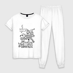 Женская пижама Новогодняя семья капибары - раскраска