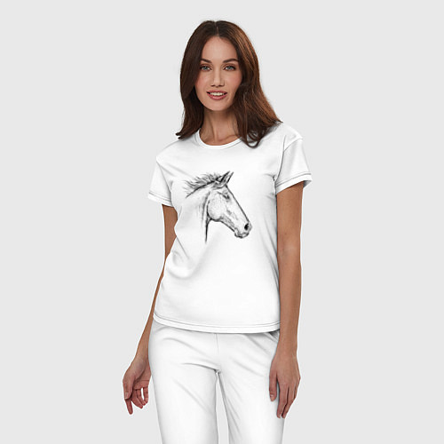 Женская пижама Голова лошади в профиль / Белый – фото 3