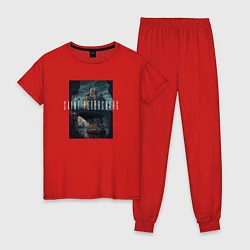 Пижама хлопковая женская Мрачный Санкт-петербург, цвет: красный