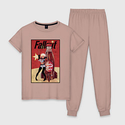 Пижама хлопковая женская Fallout - nuka cola, цвет: пыльно-розовый