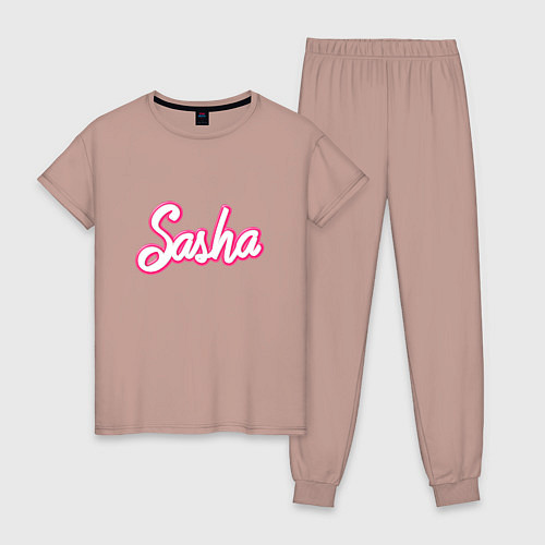 Женская пижама Саша шрифтом барби - объемный шрифт / Пыльно-розовый – фото 1