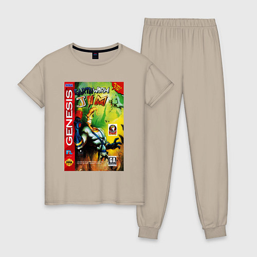 Женская пижама Earth worm jim cover / Миндальный – фото 1