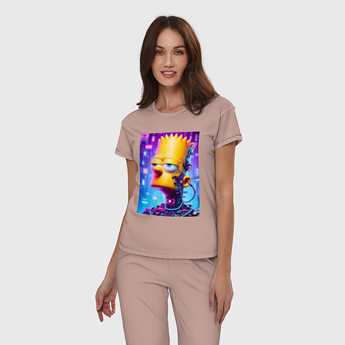 Женская пижама Cyber Bart Simpson - ai art / Пыльно-розовый – фото 3