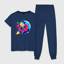 Женская пижама Барт Симпсон на ракете-пончике - нейросеть
