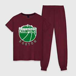 Пижама хлопковая женская Boston champions, цвет: меланж-бордовый