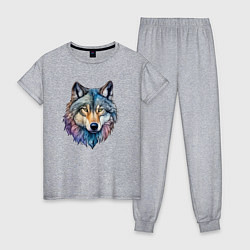 Пижама хлопковая женская Перламутровый волк, цвет: меланж