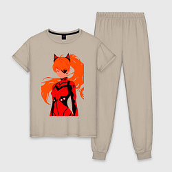 Пижама хлопковая женская Asuka Langley is Dead Serious, цвет: миндальный