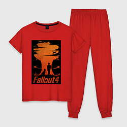 Пижама хлопковая женская Fallout 4 dog, цвет: красный
